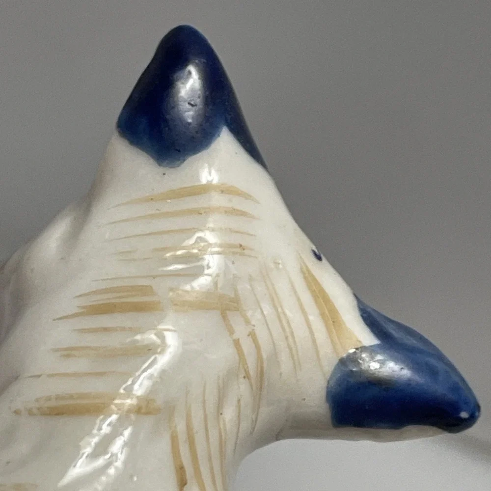 Vintage Terrier Dog Porcelain Ceramic Figurine‎ Trinket Made in Occupied Japan